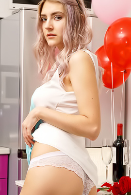 Lady Jay Playful hottie caresses herself with rose petals