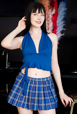 Amelia Riven Flips Up Her Plaid Skirt For A Flash Of Her Panties