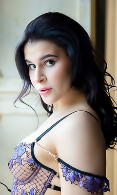 Pandora Red Seduction In Sexy Lingerie And Black Stockings