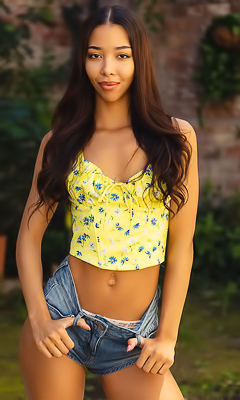 Lia Lin Shows Off Her Peachy Bottom In Bun-hugging Jean Shorts