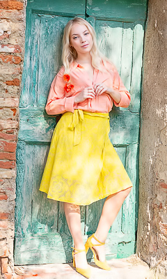 Bella Spark Unveils Herself Playful In Villa Sunlight Teasing With Skirt Lifted High