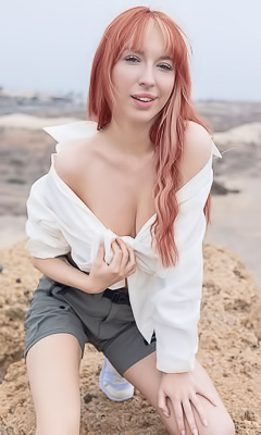 Lilly Mays Teases In The Outdoors With Long Hair And Sneakers On Display