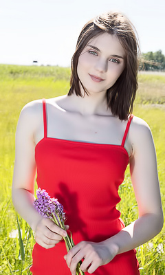 Sara Celeste Spreads Legs In Field Stripping Minidress For Doggy Style Fun