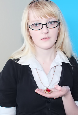 Krystal Orchid gets wild with a mystery necklace rubbing her clit before slurping her step dads big dick