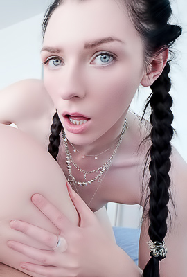 Celestina Blooms Pleases with Blowjob and Facial on Bedroom Sheet