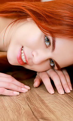 Sirena Milano Spreads Her Redhead Wash For A Slow, Salty Tease Across The Counter